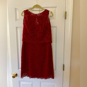 David’s Bridal Red Lace Dress